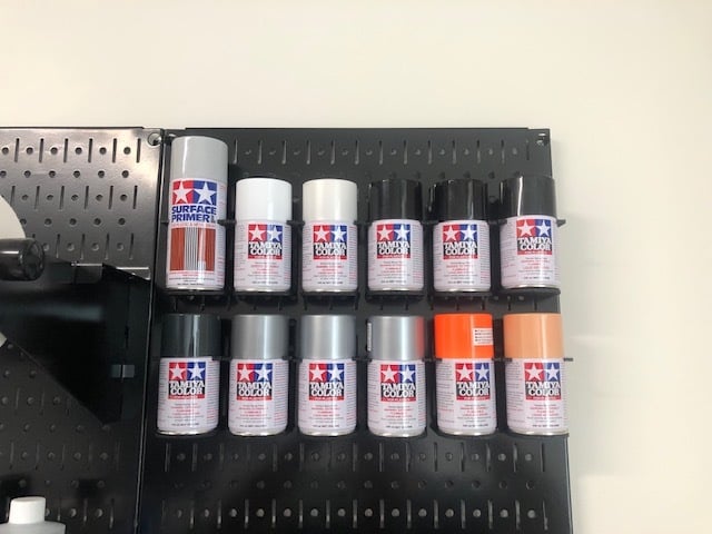 Tamiya sized Spray Paint Can Holder for Pegboards
