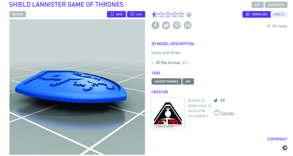 Shield Lannister Game Of Thrones