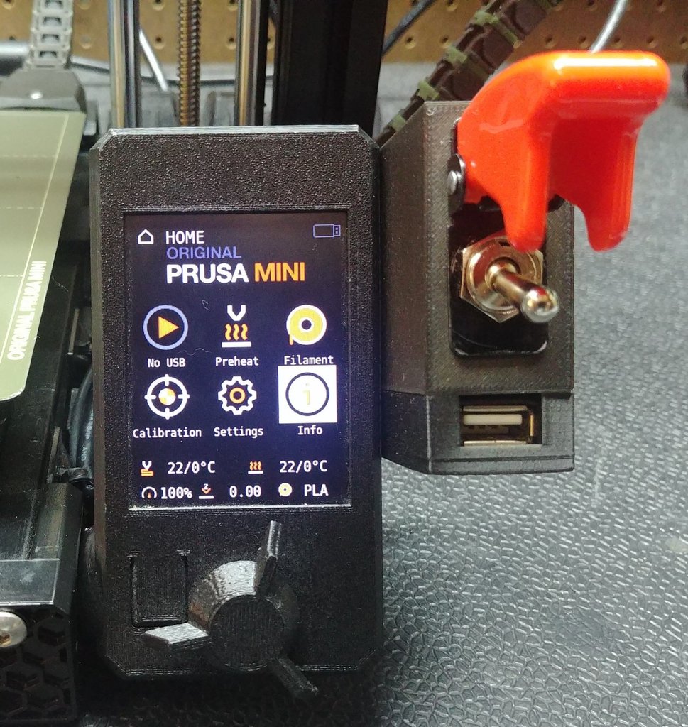 Prusa Mini Toggle Switch and USB on Display