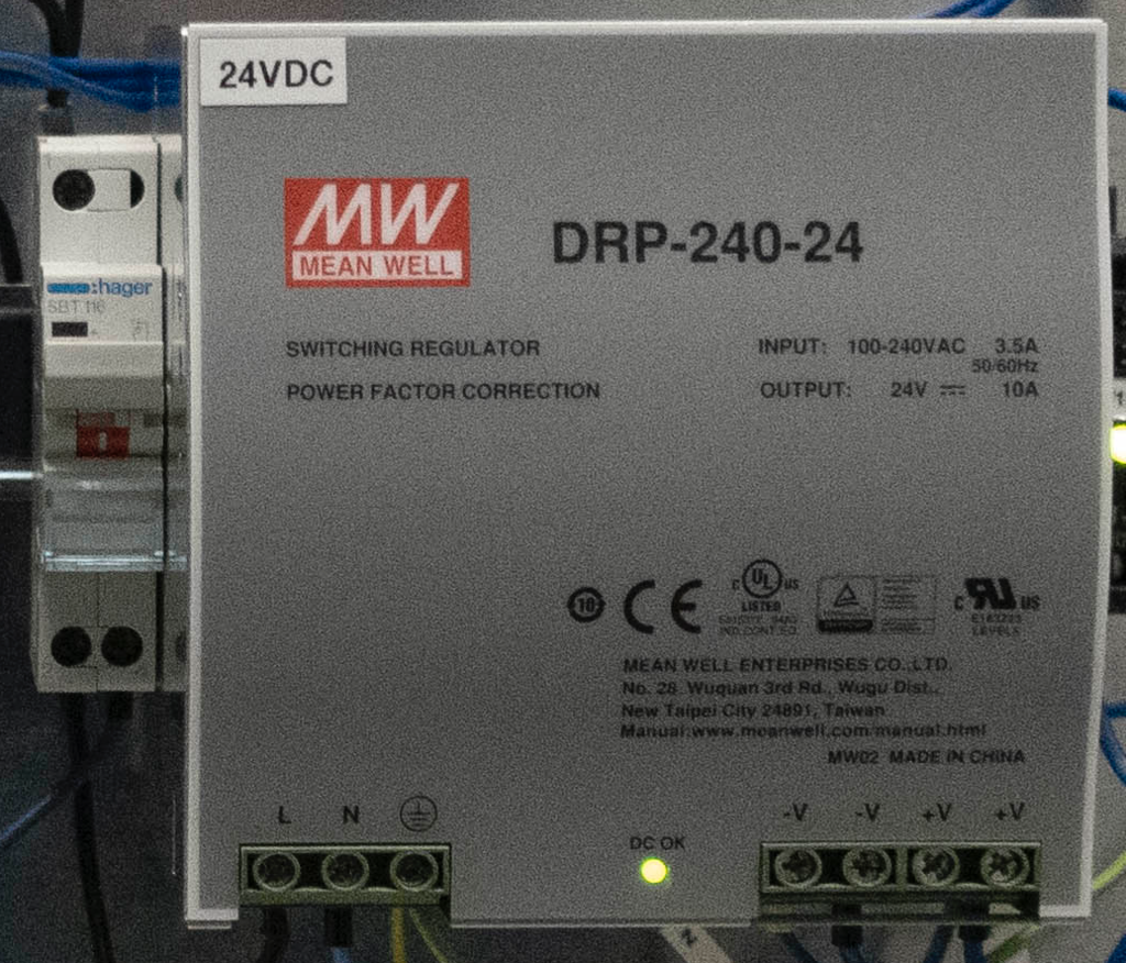 Mean Whell Power Supply DIN Rail Mount e.g. DRP-240-24 24VDC