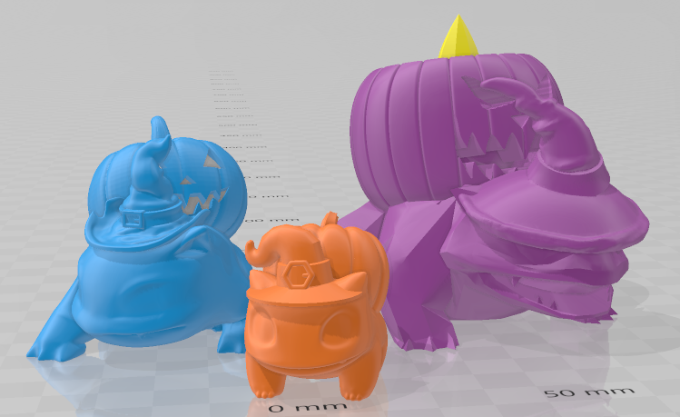 Halloween Bulbasaur, Ivysaur, and Venusaur