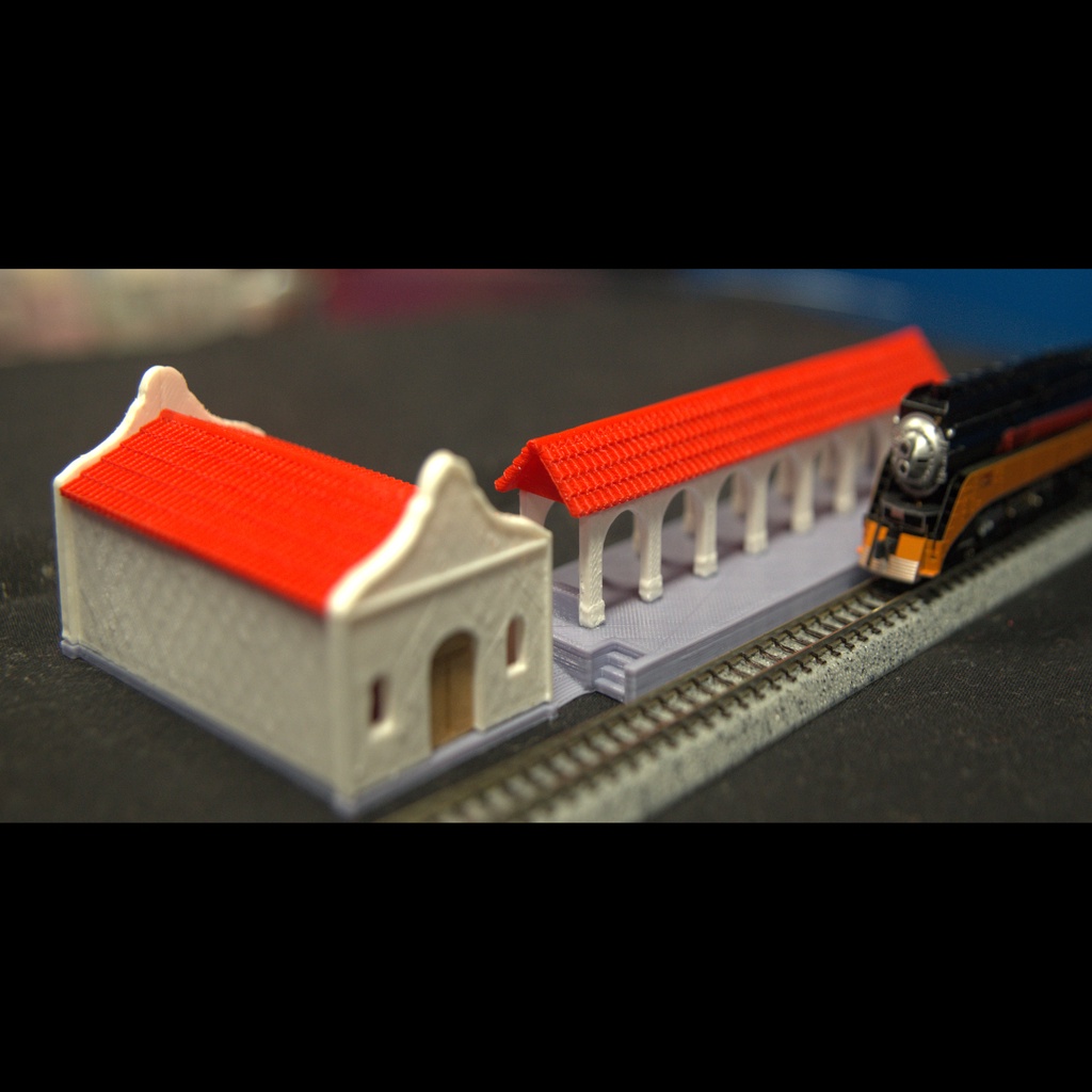N-Scale Mission Revival Train Station Complete