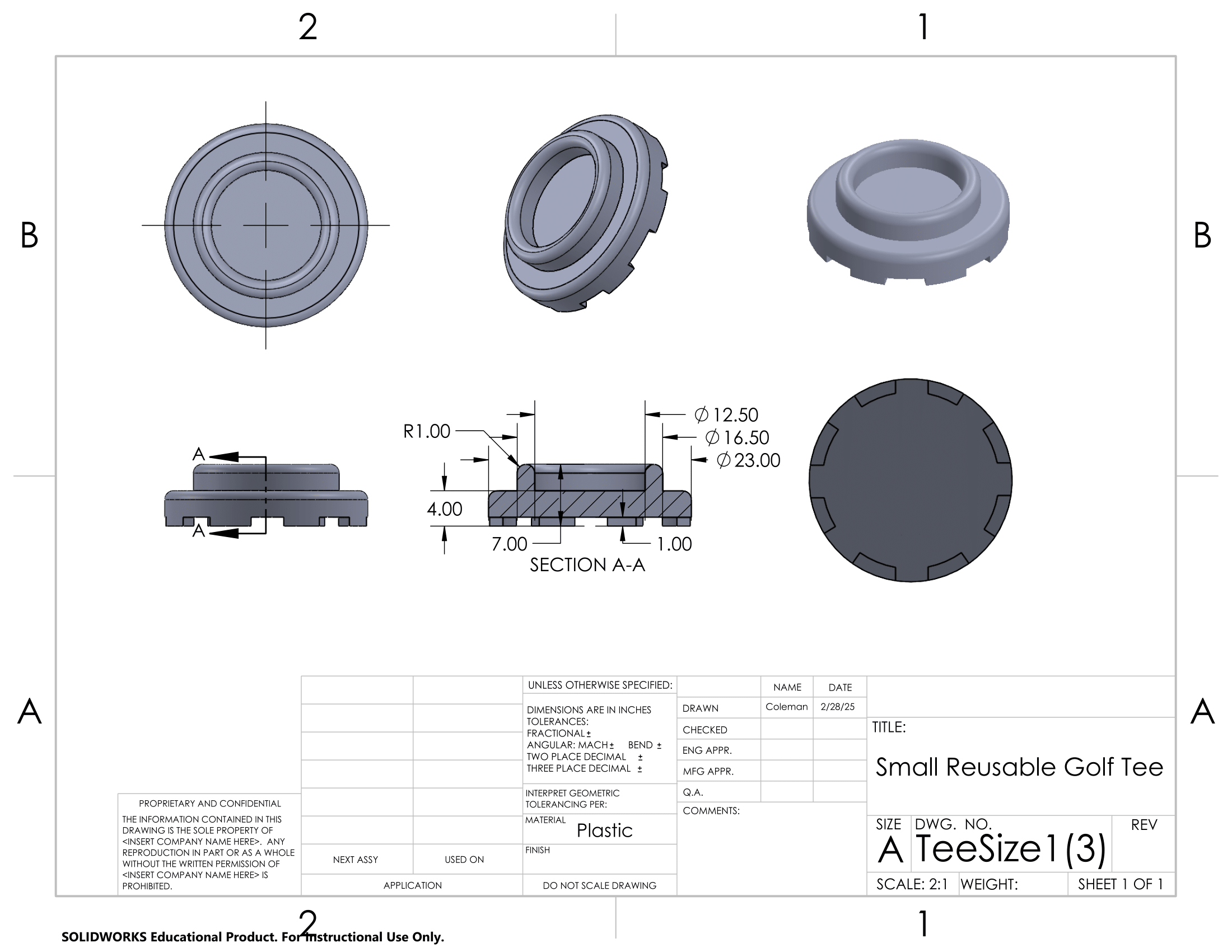 Small Reusable Golf Tee for Simulator