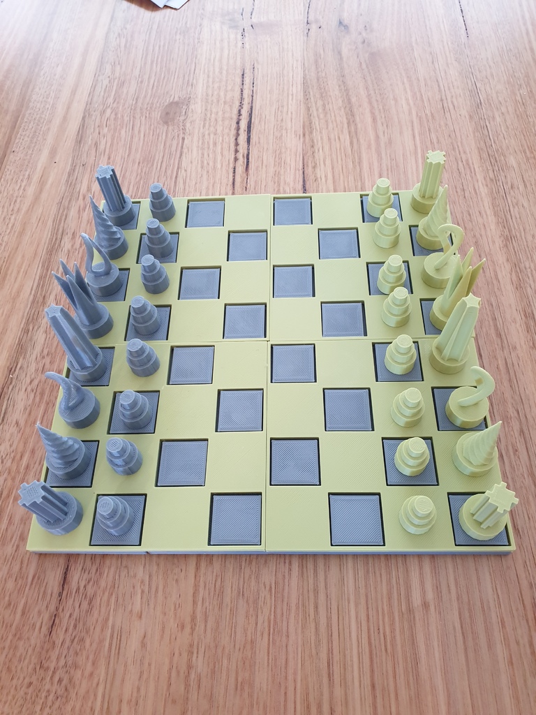 Full size modular chess board and pieces