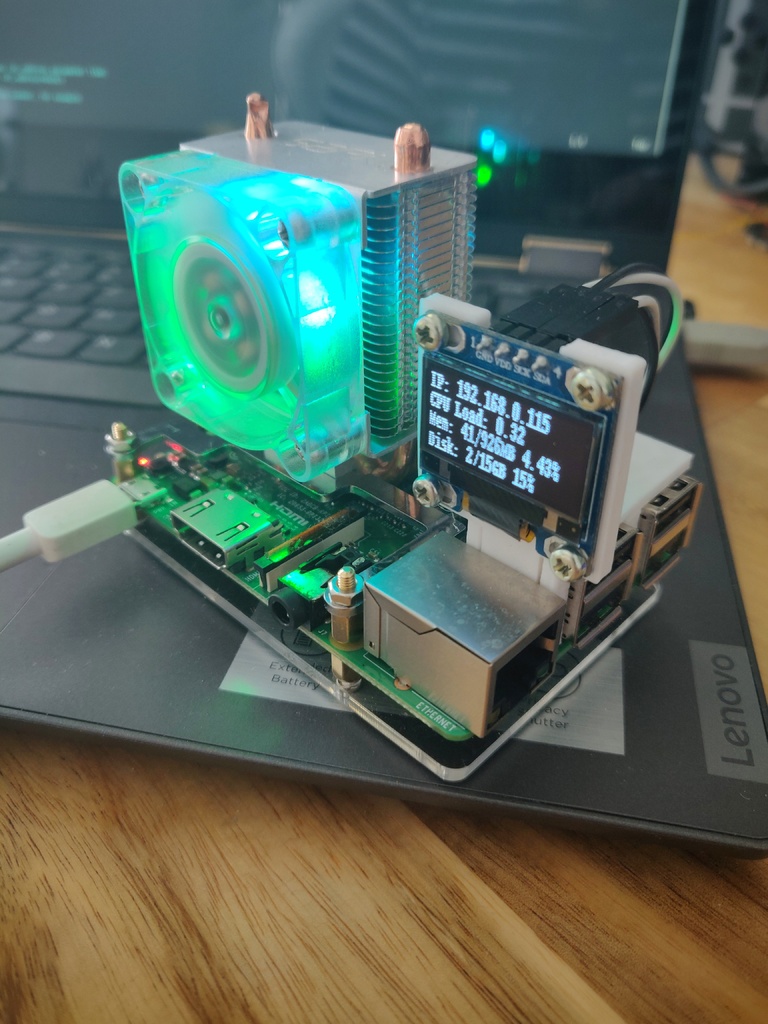 Raspberry Pi i2c 0.96" OLED-display mount