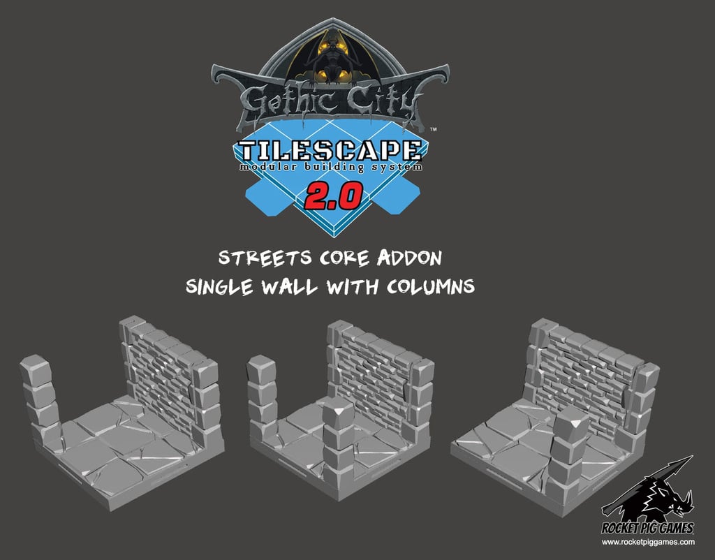 Tilescape™ GOTHIC CITY Addon Street Wall with Columns