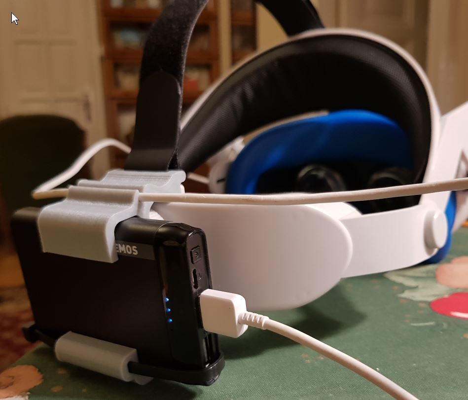Battery holder for Oculus Quest 2 (stock strap and GomRVR Halo strap)