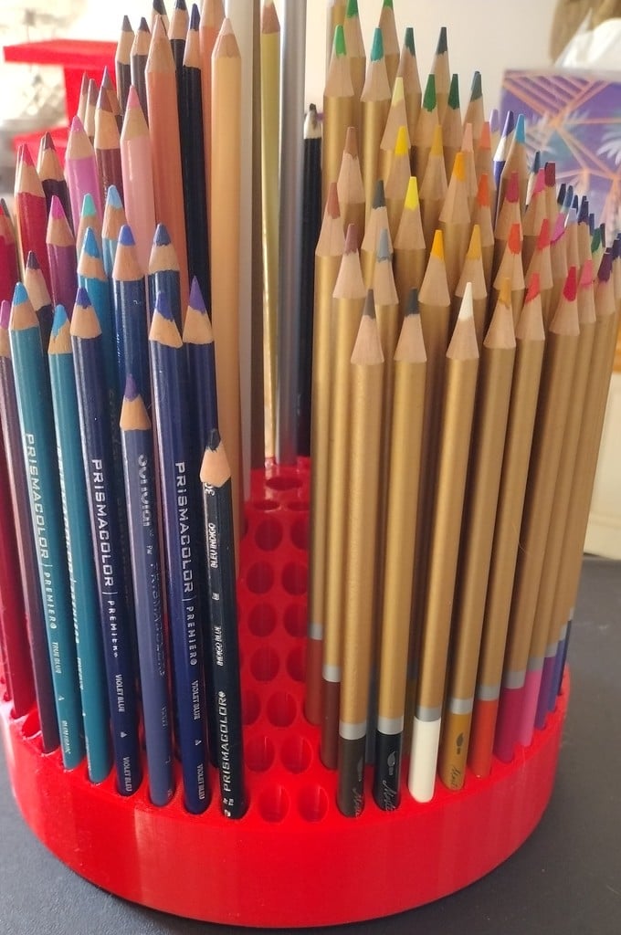 Colored pencil stand holds 265 pencils