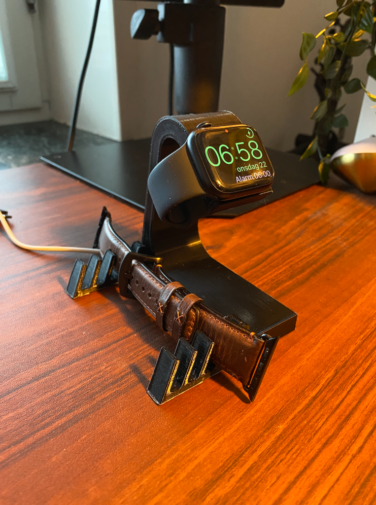 Apple Watch charger stand with band holder