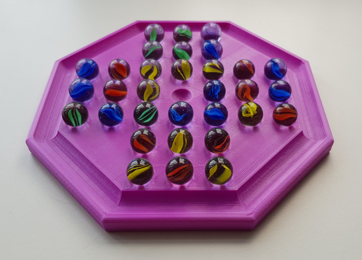 Peg Solitaire For Marble/Bearings - Parametric (Customizer)