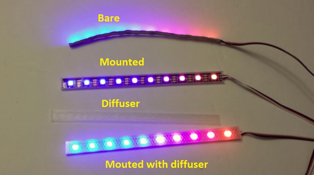 Flexible LED strip mount and diffuser