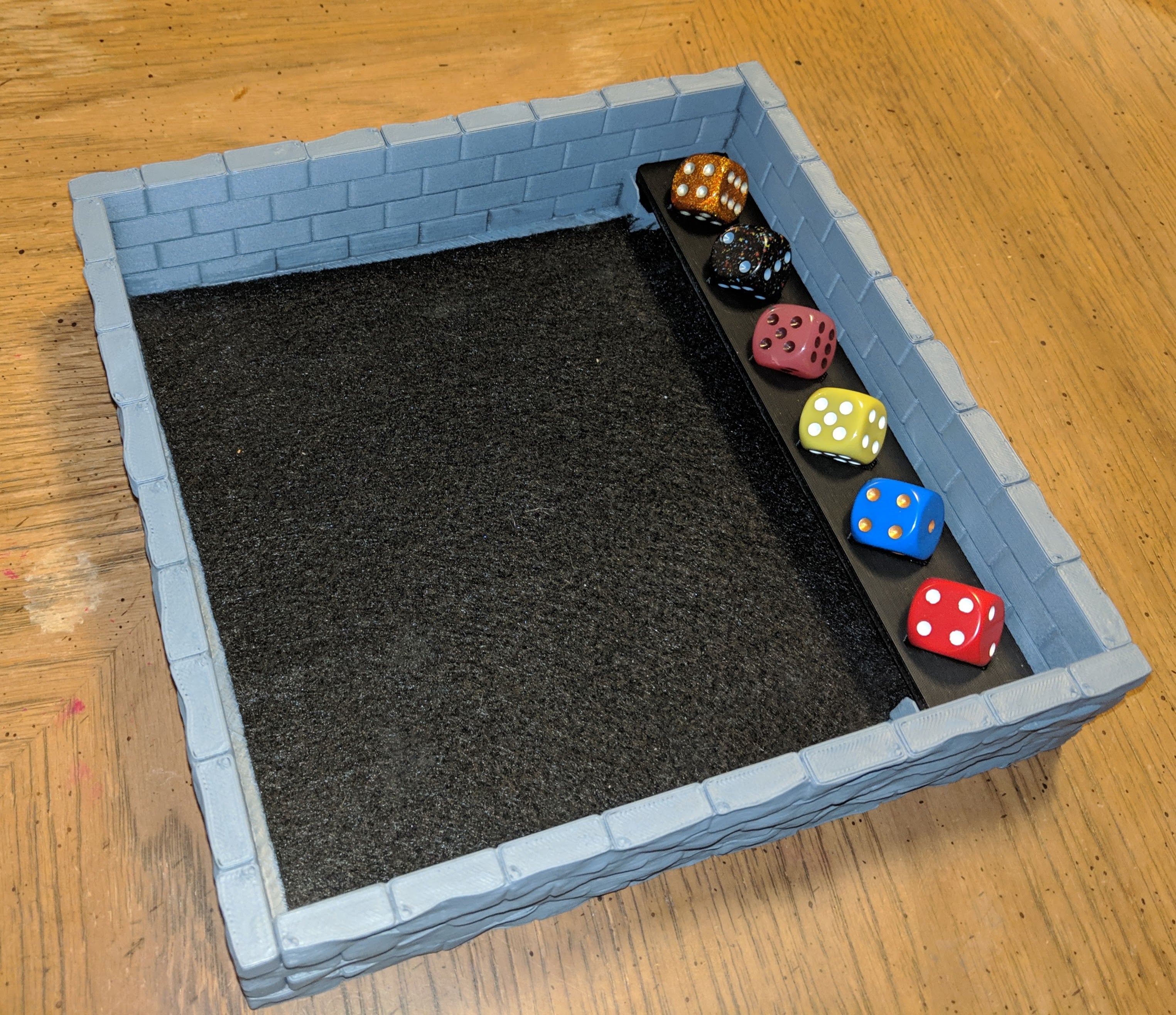 Castle Wall Dice Tray with removable Dice Rack