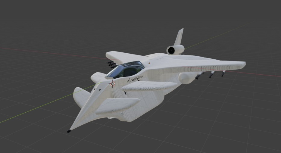 Imaginary fighter jet Nac-Tech Alliance Mobius 3-C Scalpel Free 3D model