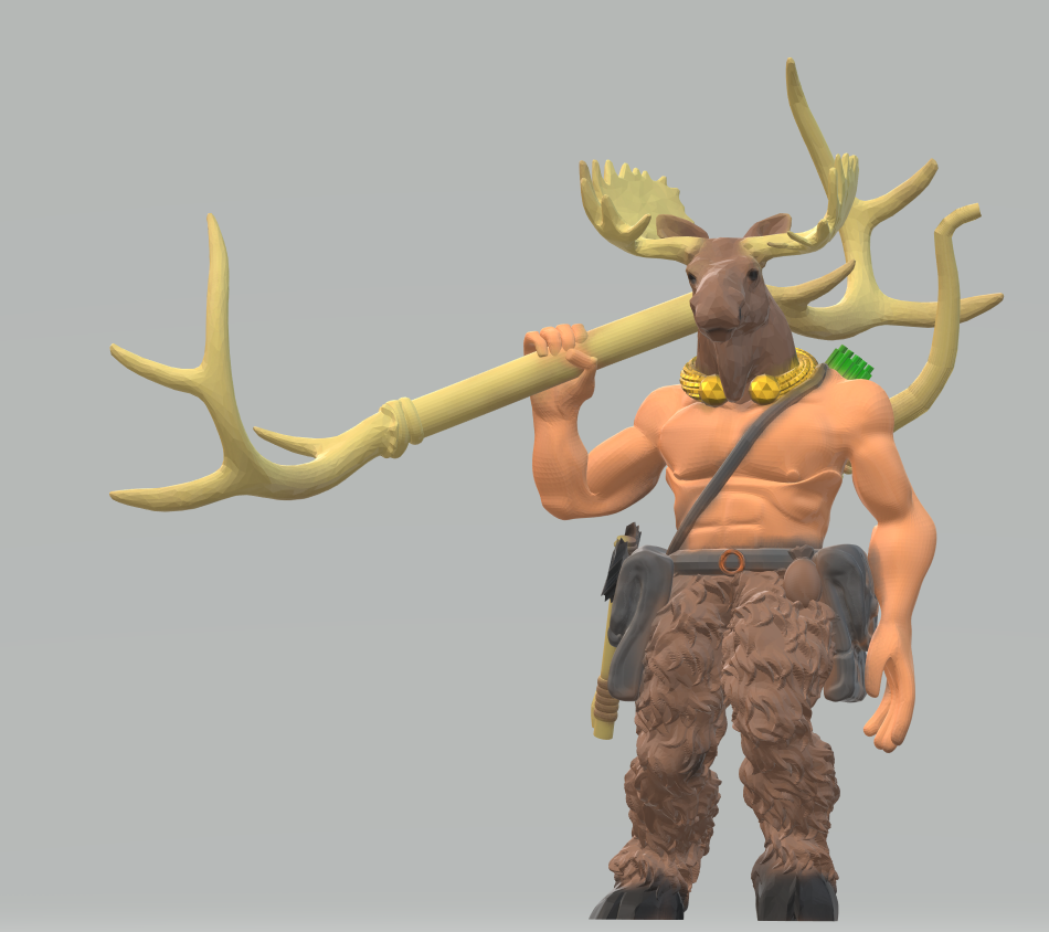 Cervidae Folk (Shatjan) with Giant Elk Antler Staff and bow