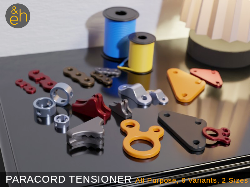 Paracord Tensioner - 6 Designs, 2 Sizes, Cord Guyline Rope Adjuster,