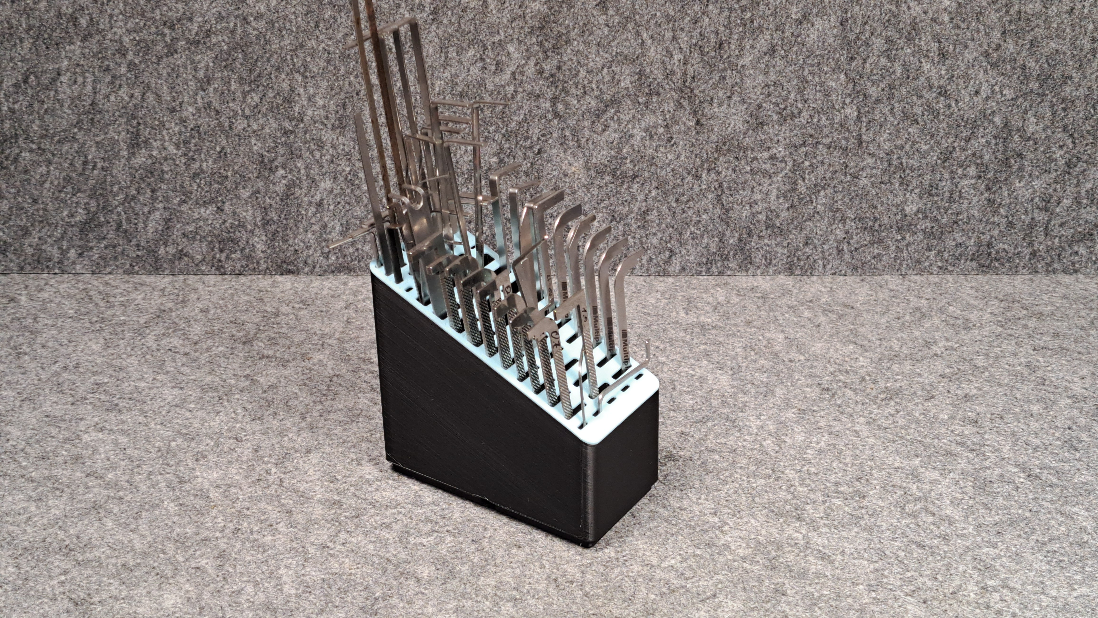 Tensioner organizer/stand for lockpicking and gridfinity