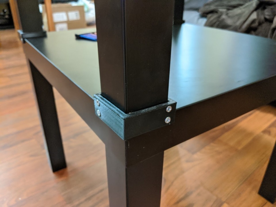 IKEA LACK table stacker / corner brace with #6 screw holes