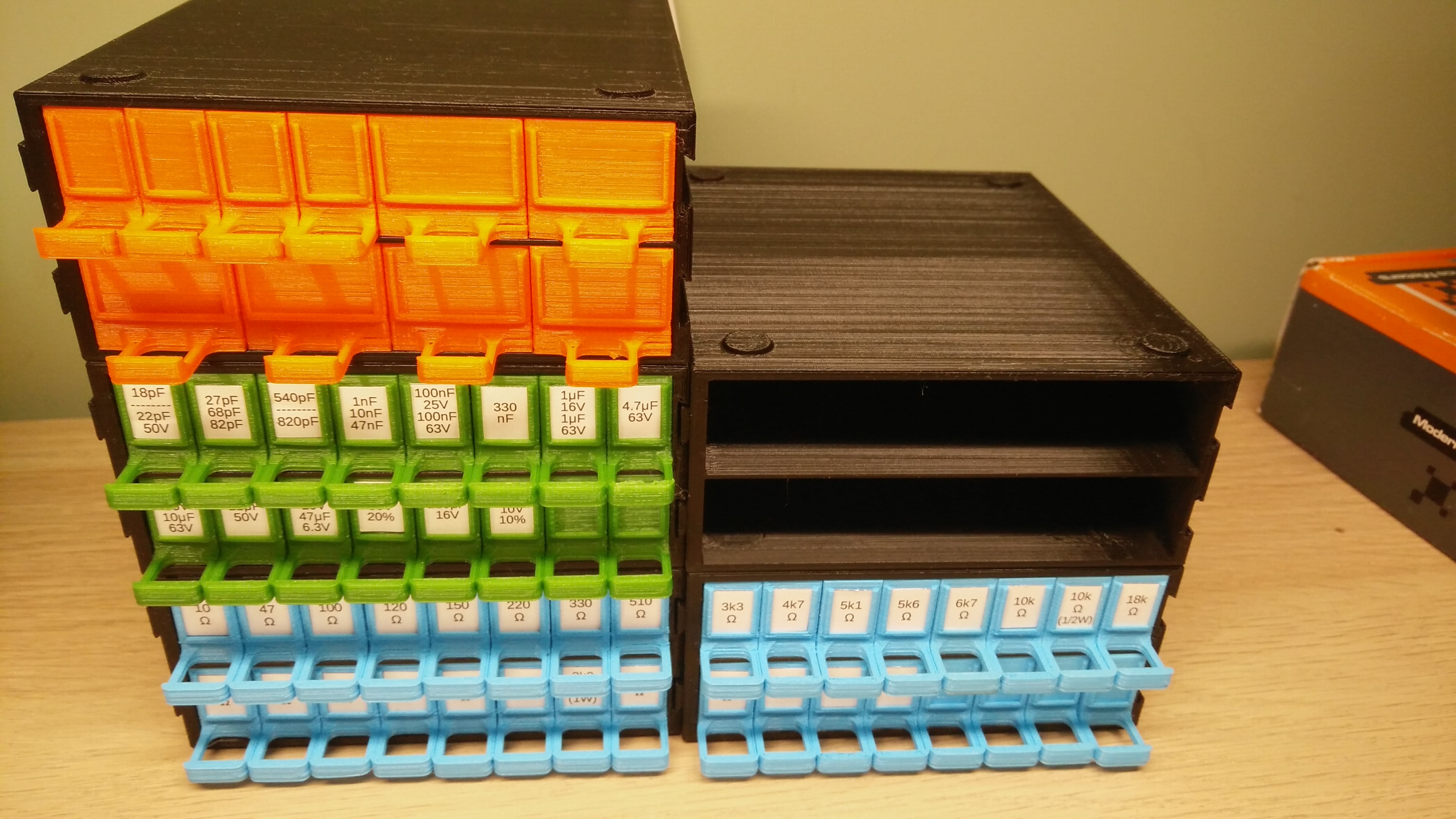 Stackable small parts drawers (2 story version)
