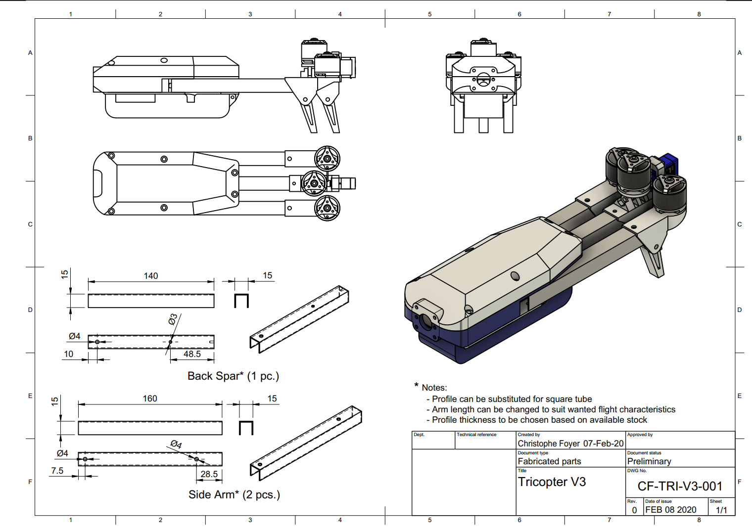 Folding Tricopter V3