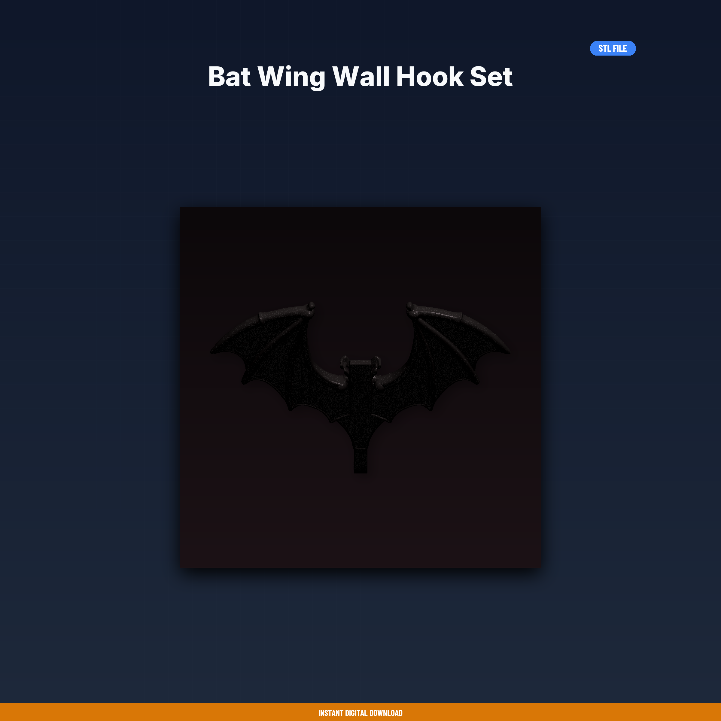 Bat Wing Wall Hook Set STL File for 3D Printing, Home Decor Digital Download