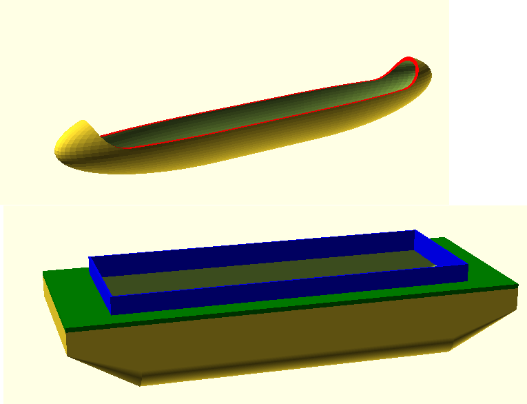 Toys for boys-boats/River barge+Canoe- OpenSCAD CSV