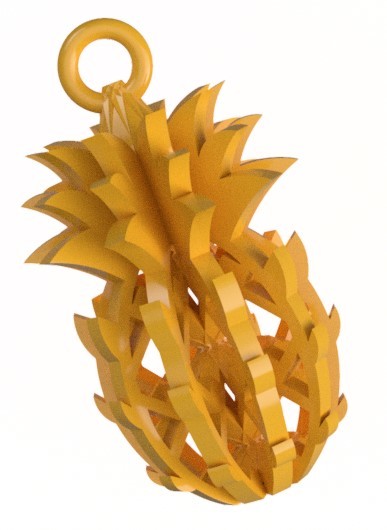Pineapple Keychain 3D