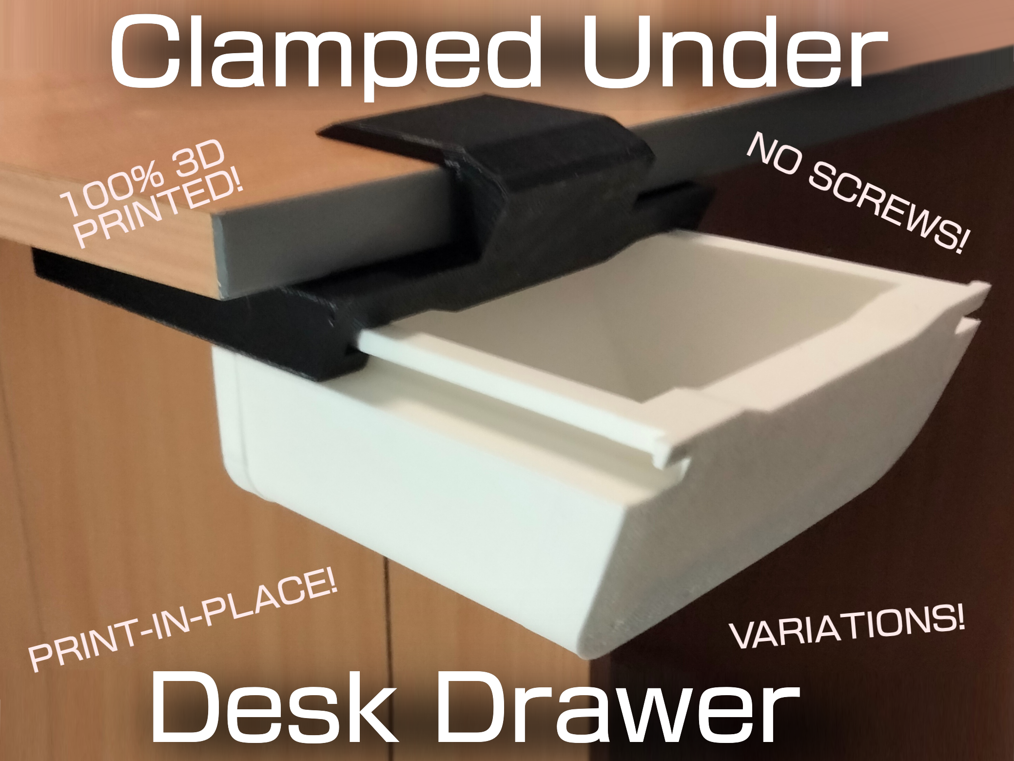 Clamped Under Desk Drawer