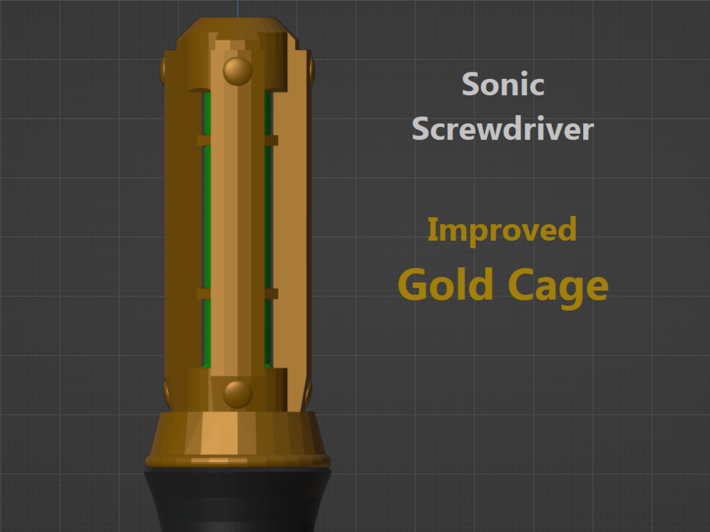 Improved Gold Cage for 11th Doctor Sonic Screwdriver Redrawn