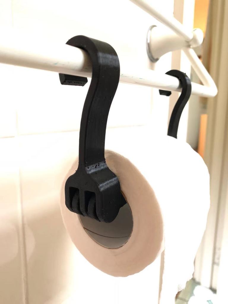 Print-in-place toilet paper hanger