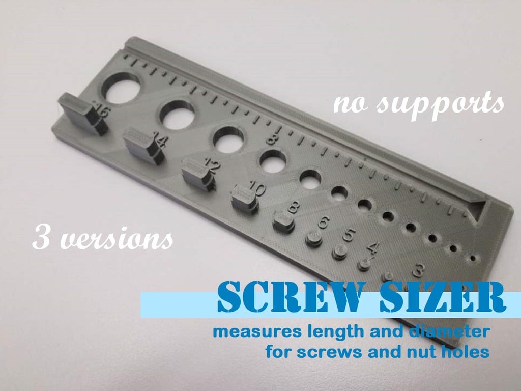 Screw Sizer - metric screws nuts bolts measure jig