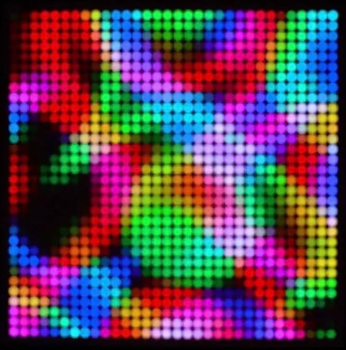LED RGB Matrix WS2812B ESP32 WLED 32x32 round square grid screen IKEA picture frame diffusor sound active