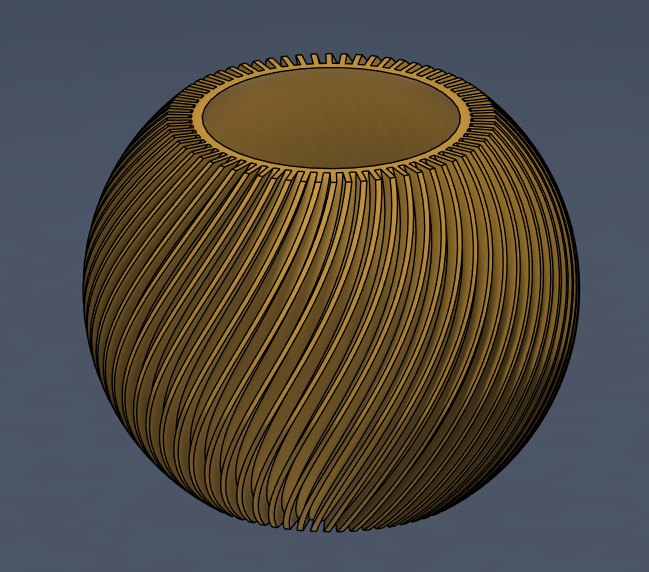 Modern Deep-Twisted Sphere Planter / Spiral Vortex Globe