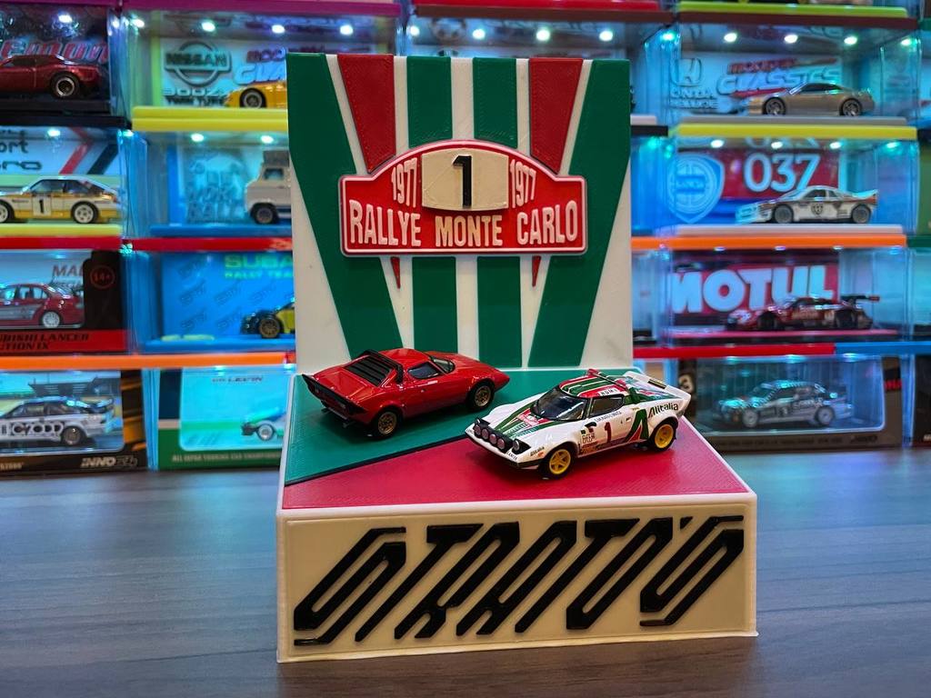 Double Lancia Stratos Display Stand (1/64 scale, Mini GT & Hot Wheels)