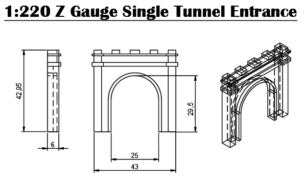1:220 Z Gauge Single Tunnel Entrance