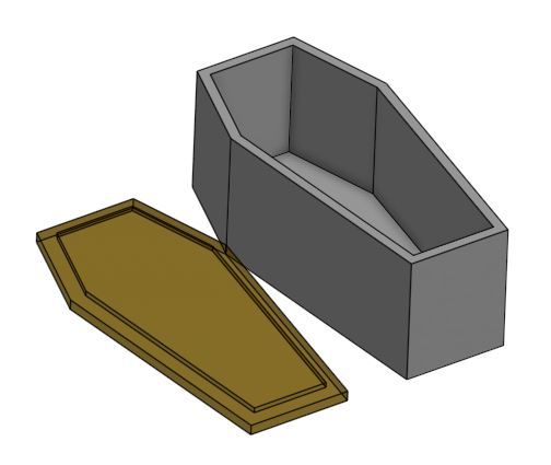 Plain traditional coffin with lid 3D model