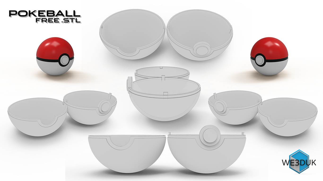 Pokemon Pokeball - 5 Parts - Fully Opens