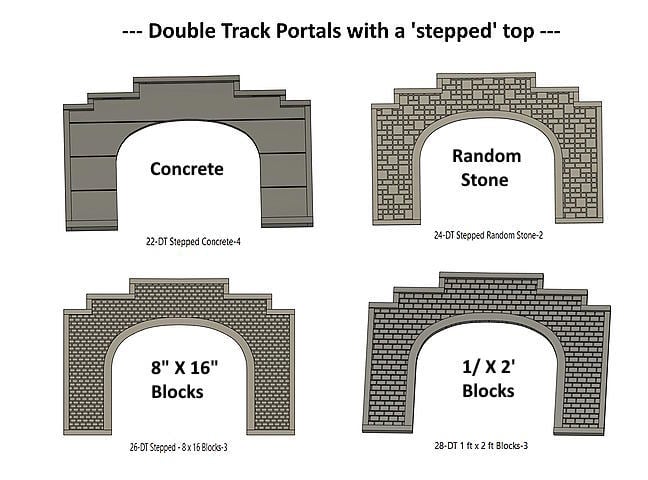 N Scale UP Style Double Track Stepped Top Tunnel Portal ...