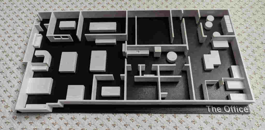 The Office, office floor plan with thicker base and logo