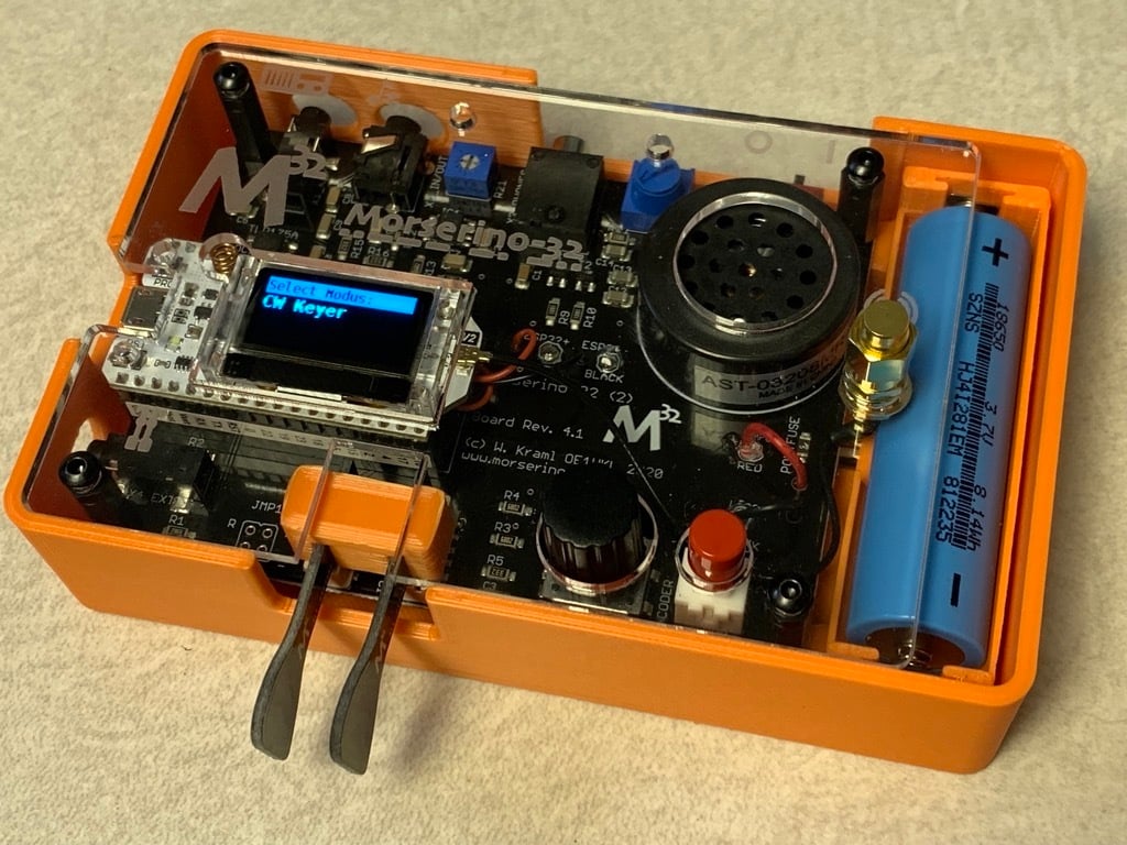 Morserino case with 18650 battery holder