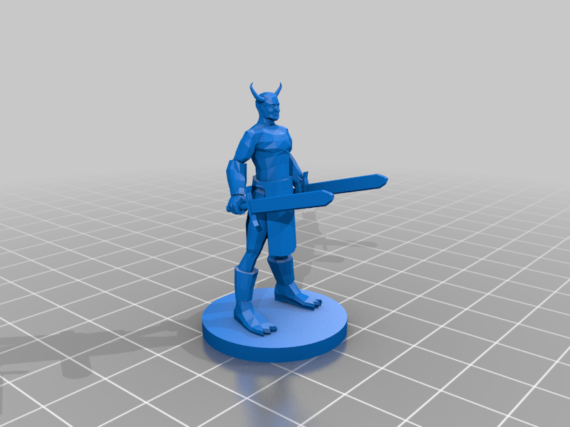 Dual Wielding Devil Warrior / Fighter miniature for tabletop gaming rpg / d&d