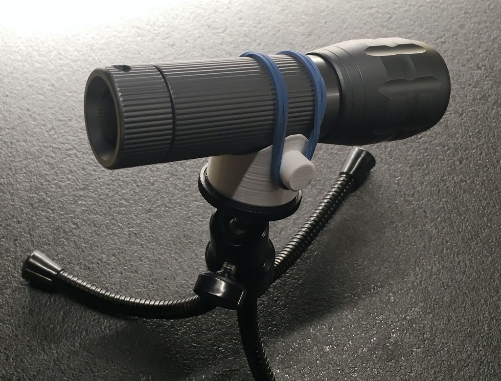 Simple Flash Light / Torch Fixture for an 1/4 inch Photo Tripod (w/o thread)