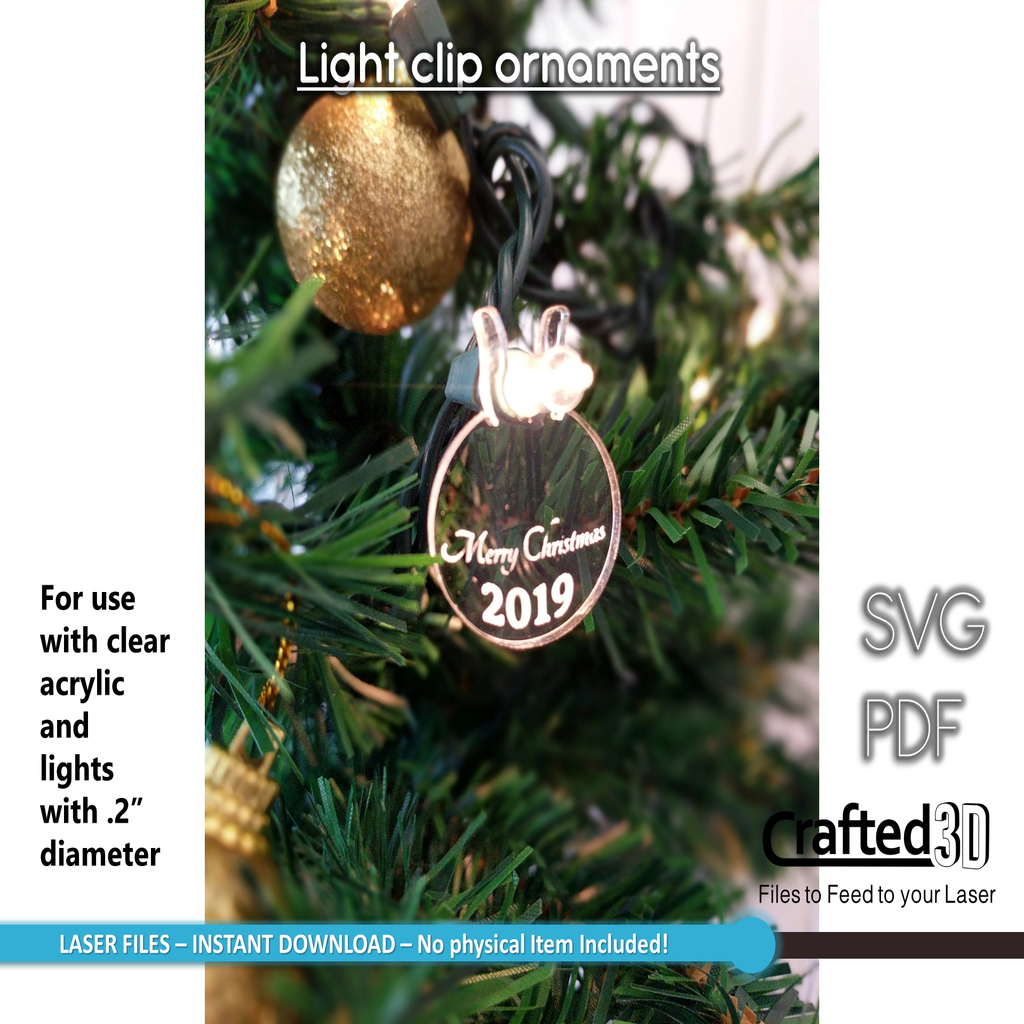 Clear acrylic ornament light clips SVG-PDF