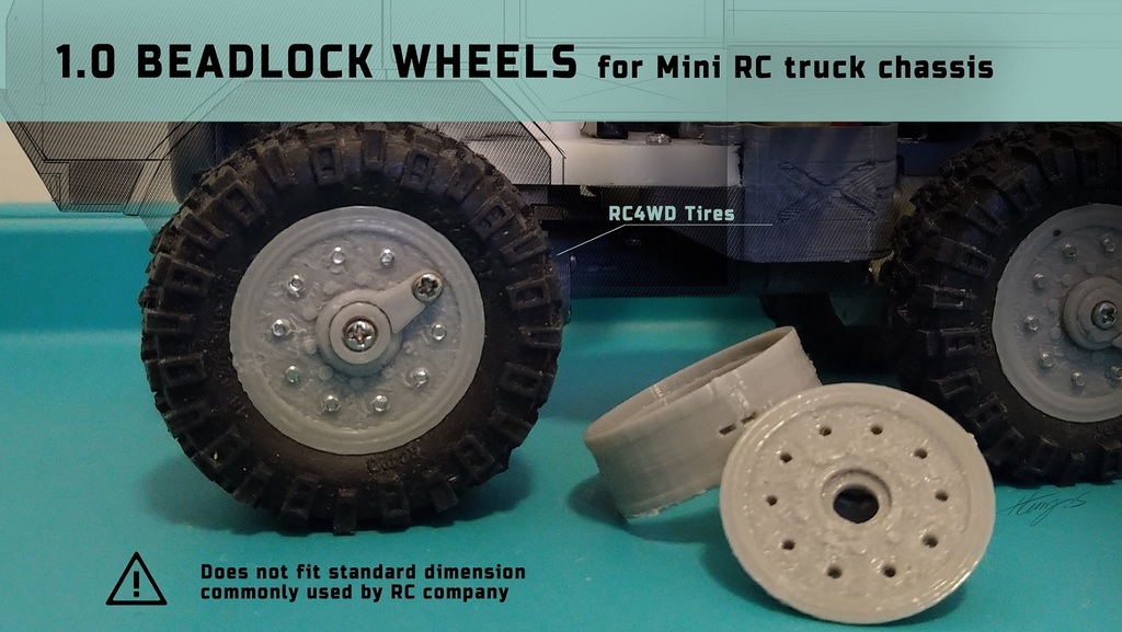 1.0 Beadlock wheels for mini RC chassis