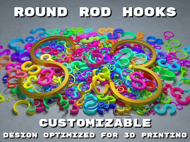 Customizable Round Rod Hooks - S-Hooks and 3-Hooks
