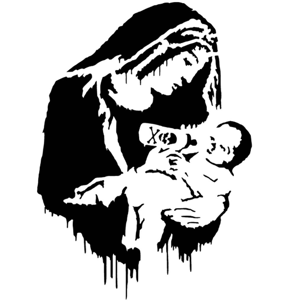 Banksy Virgin Mary stencil