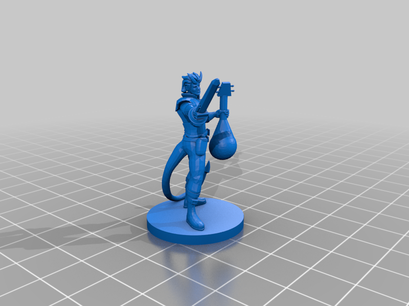 Male Tiefling Bard with Rapier and Lute - D&D Miniature