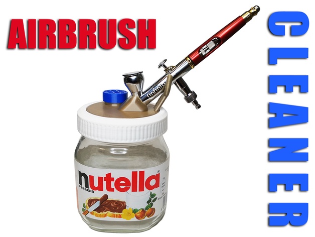 3D Printed Air Brush Stand and Cleaner Nutella Lid by GksTmr