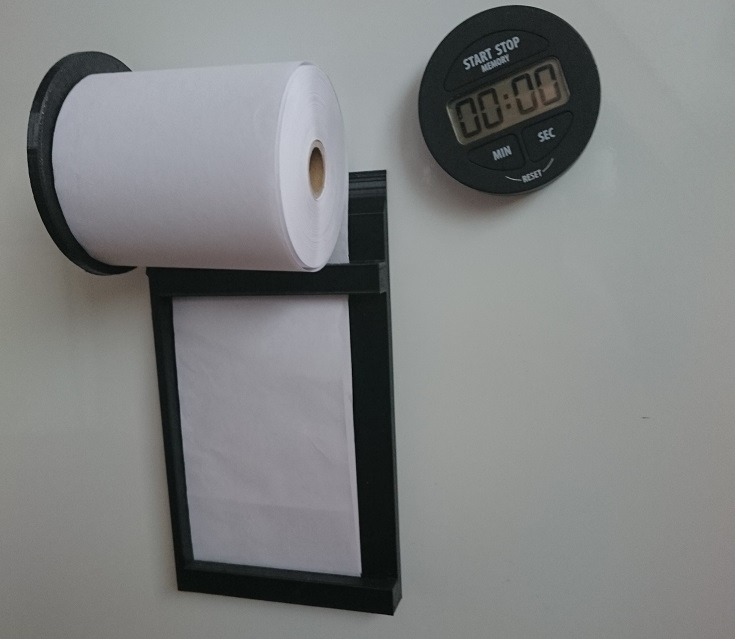 Magnetic paper scroll holder for notes and shopping list