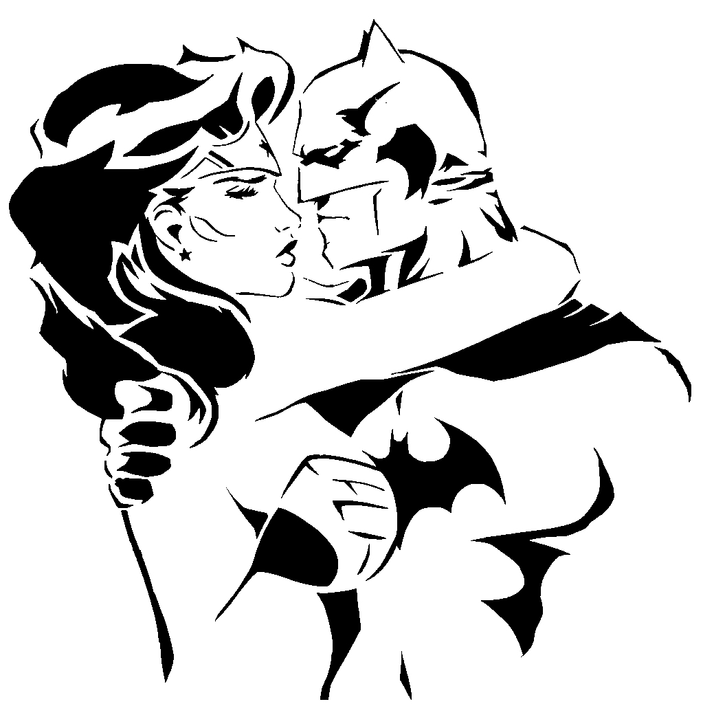 Batman and Wonder Woman stencil