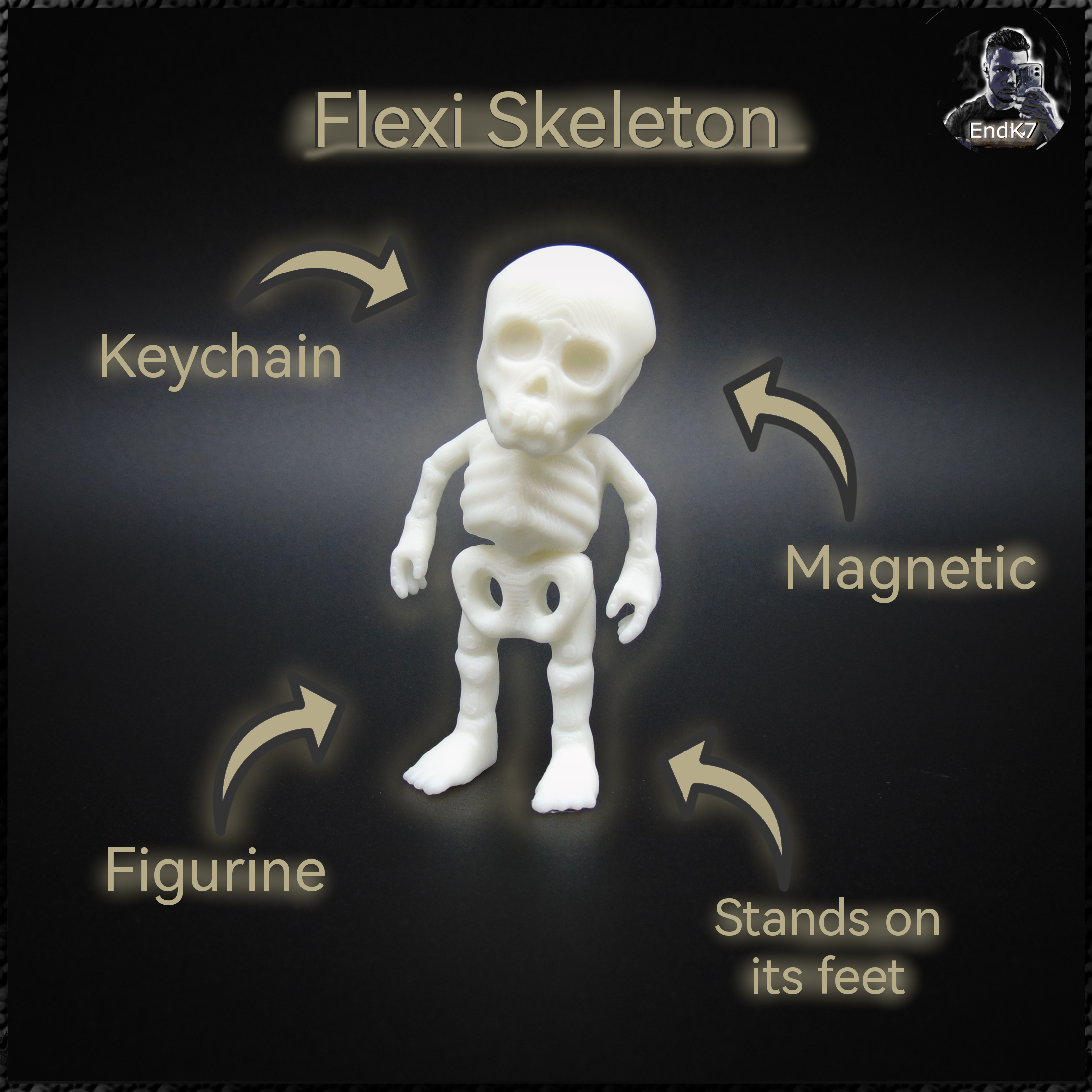 Flexi Skeleton - magnetic - Keychain - Stand on its feet